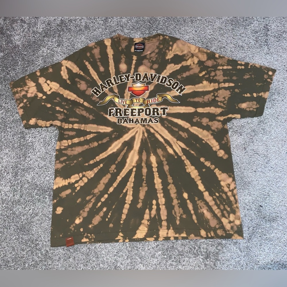 HARLEY DAVIDSON TEE SHIRT TSHIRT FREEPORT BAHAMAS TYE TIE DYE DIE RARE 2XL XXL